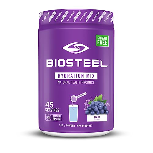 BioSteel Hydration Mix - Sugar Free, Essential Electrolyte Sports Drink Powder - Grape - 45 Servings