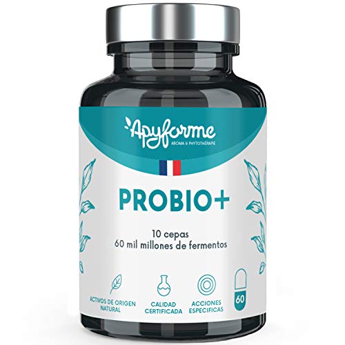 Probio+ Flore Intestinale- 60 milliards d' UFC - 10 souches - 60 gélules gastro-regantes fabricado em France par Apyforme