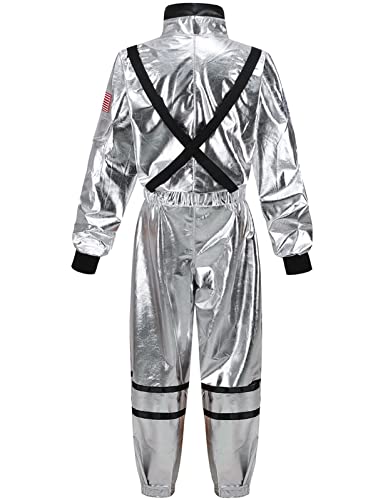 GRAJTCIN Women's Astronaut Costume Adult Shiny Space Suit Halloween Spaceman Costume