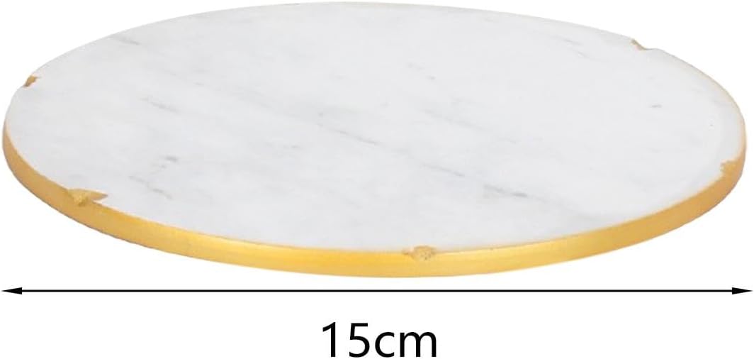 Marble Round Vanity Tray, Dresser Tray Perfume Organizer, Makeup Tray Marble Decorative Tray, Cosmetic Storage Tray for Table Wedding Vanity, Diameter 15cm