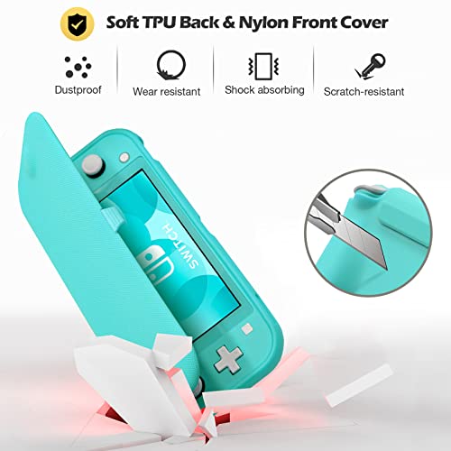Image of ProCase Flip Cover for Nintendo Switch Lite with 2 Pack Tempered Glass Screen Protectors, Slim Protective Case with Magnetically Detachable Front Cover for Nintendo Switch Lite 2019 -Turquoise.