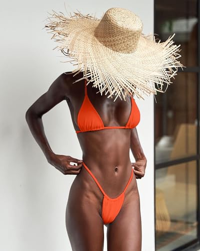 Image of XUNYU Thong Bikini Sets for Women - Brazilian Micro String Bikinis Sexy Two Piece Swimsuit Triangle Top Halter Bathing Suits