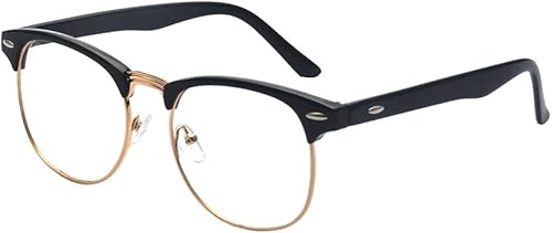 Outray gafas con lentes transparentes de cuerno lustrado medio marco clásicos retro vintage