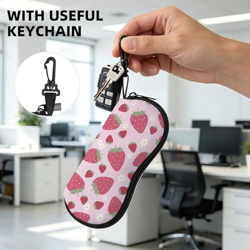 Image of Sunglasses Soft Case, Cute Ultra Light Portable Neoprene Zipper Eyeglass Glasses Case with Belt Clip for Men Women