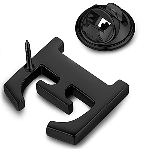 Image of HONEY BEAR Initial Alphabet Letter Lapel Pins Collar Badge Brooches for Mens /Womens Shirt Dress Decoration Black