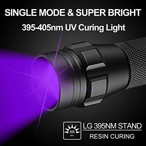 Image of ULTRAFIRE UV Flashlight for Resin Curing, 395nm LED UV Curing Light, Zoomable Blacklight Flashlight for Pet Urine, Cat Dog Stains, Bed Bug, Household Wardrobe Toilet WF-508UV