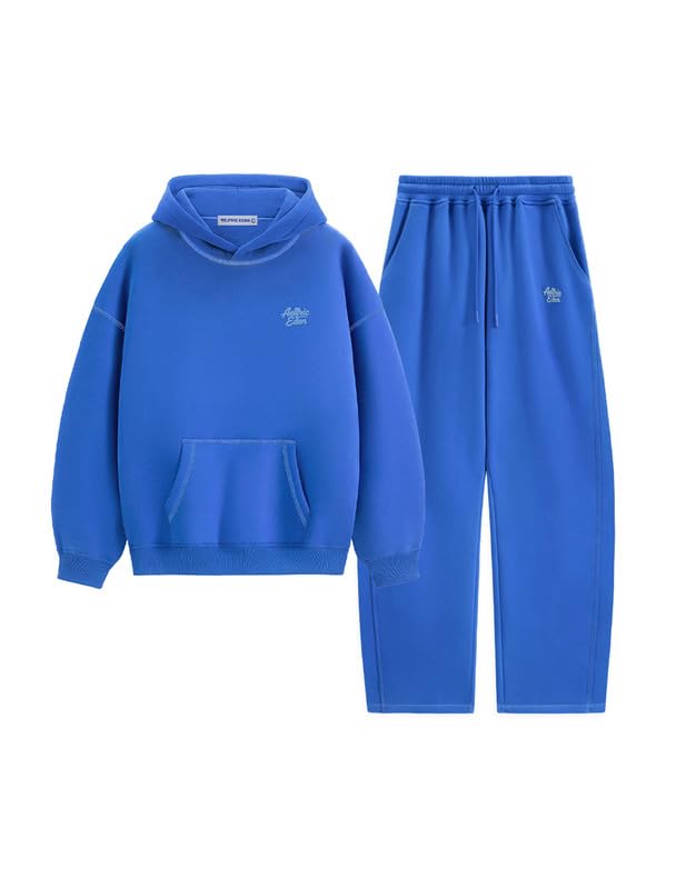 Aelfric Eden Baggy Tuta da jogging da uomo, oversize, tuta basic da donna, unisex, con cappuccio, set Y2K, per il tempo libero, sport, con gamba larga, tuta da jogging