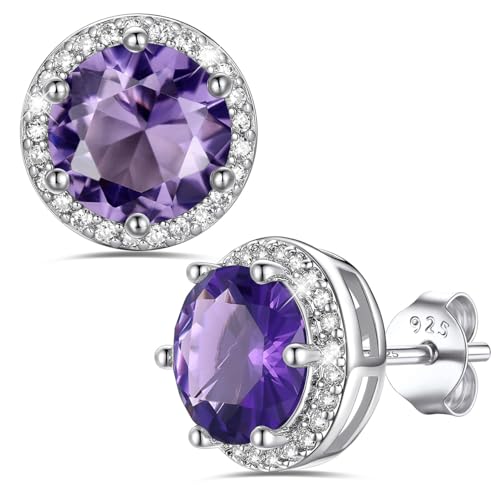 Bestyle Authentic 925 Sterling Silver 2 Carat Birthstone Earrings for