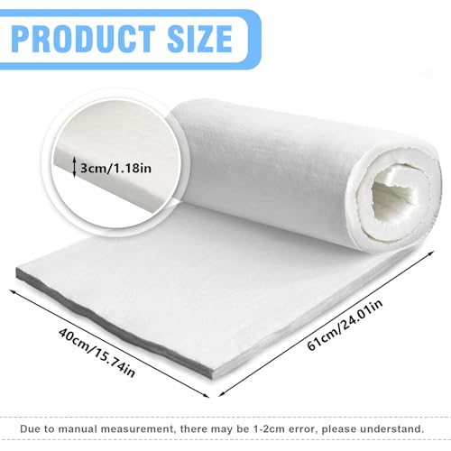 Keramikfaser-Isolierdecke, 1500 ℃/1,482.2 °C, Feuerfeste Isolierdecke, für Holzherd Baffle, Kamin, Pelletofen, Schornstein, Ofen, Kessel, Pizzaofen und Schmiede 61X40X3CM
