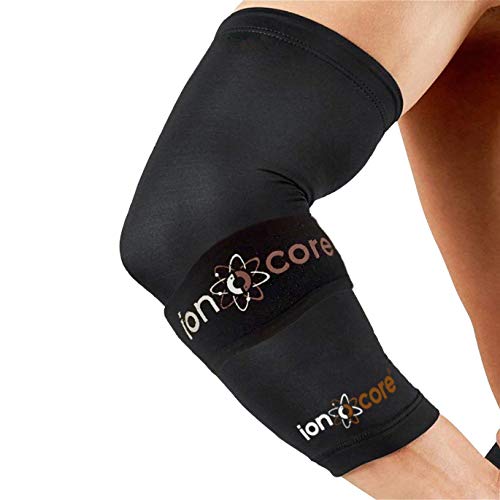 Ionocore® Opaska na łokieć – kompresja z miedzią – bandaż przeciwko łokciom tenisisty, ramieniu golfistym – chroni stawy i przedramiona – lekka, antypoślizgowa. ŚRODZ: 26-30 cm