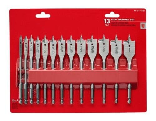 13-Piece Wood Flat Boring Bit Set