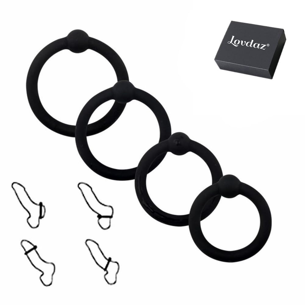 Penis Rings Set with 4 Different Sizes Cock Rings for Erection Enhancing Long Lasting Stronger Adult Sex Toy