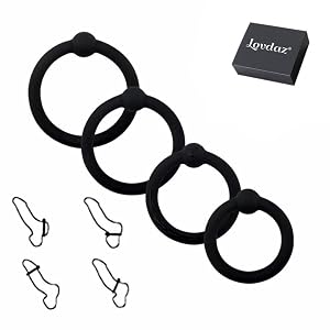Penis Rings Set with 4 Different Sizes Cock Rings for Erection Enhancing Long Lasting Stronger Adult Sex Toy