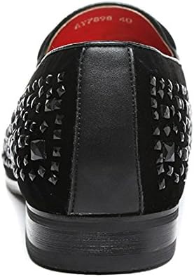 Santimon Mens Dress Loafers Slip on Fashion Handmade Rhinestone Causual Driving Boat Moccasins Shoes Black 6 D(M) US | Image 4