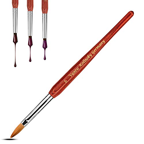 Acrylic Nail Painting Brush (6#)100% Kolinsky Hair Bristles Gel Nail Art Brush Professional Salon Quality (Size 6)