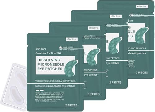 4PC Patchs Micro-aiguilles Dissolving Pour Les Yeux, Élimine Les Cernes - Réduit Les Rides Et Les Gonflements, Patch Anti Cernes Avec Acide Hyaluronique Et Peptides, Microneedle Eye Patches