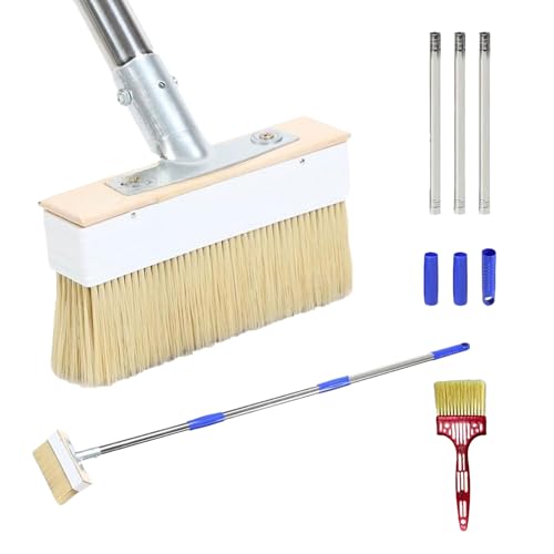 Pinceau de surface, pinceau à lasure 2M, pinceau pour lasure pour bois, set de pinceaux avec tige télescopique, pinceau de surface pour peintures, verre, murs, plafonds, abris et clôtures