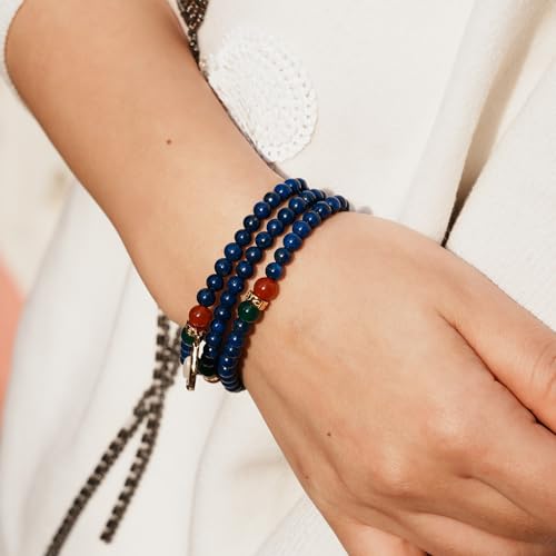 Image of Five Elements 18K Gold Vermeil 3 Layered Crystal Gemstone Beads Bracelet & Necklace for women Solid 925 Sterling Silver 18K Gold or White Gold Plated jewelry