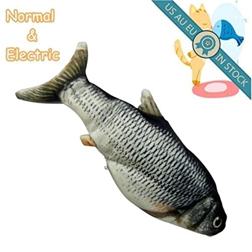 AmiAbi Cat Electric Chargeable Wagging Fish Simulação de brinquedo de pelúcia realista Catnip Soft G