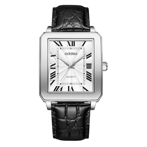 Montre vintage pour homme quartz analogique chiffres romains bracelet cuir noir 30m