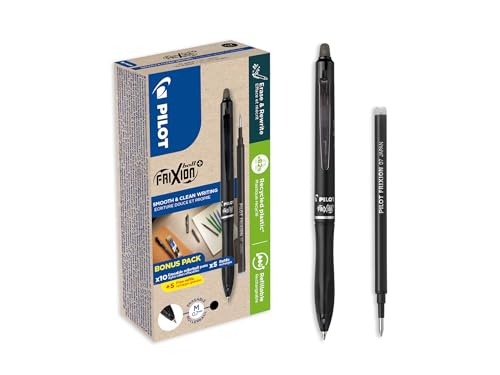 FriXion Ball Plus Pilot noir, stylo roller effaçable rechargeable pointe moyenne