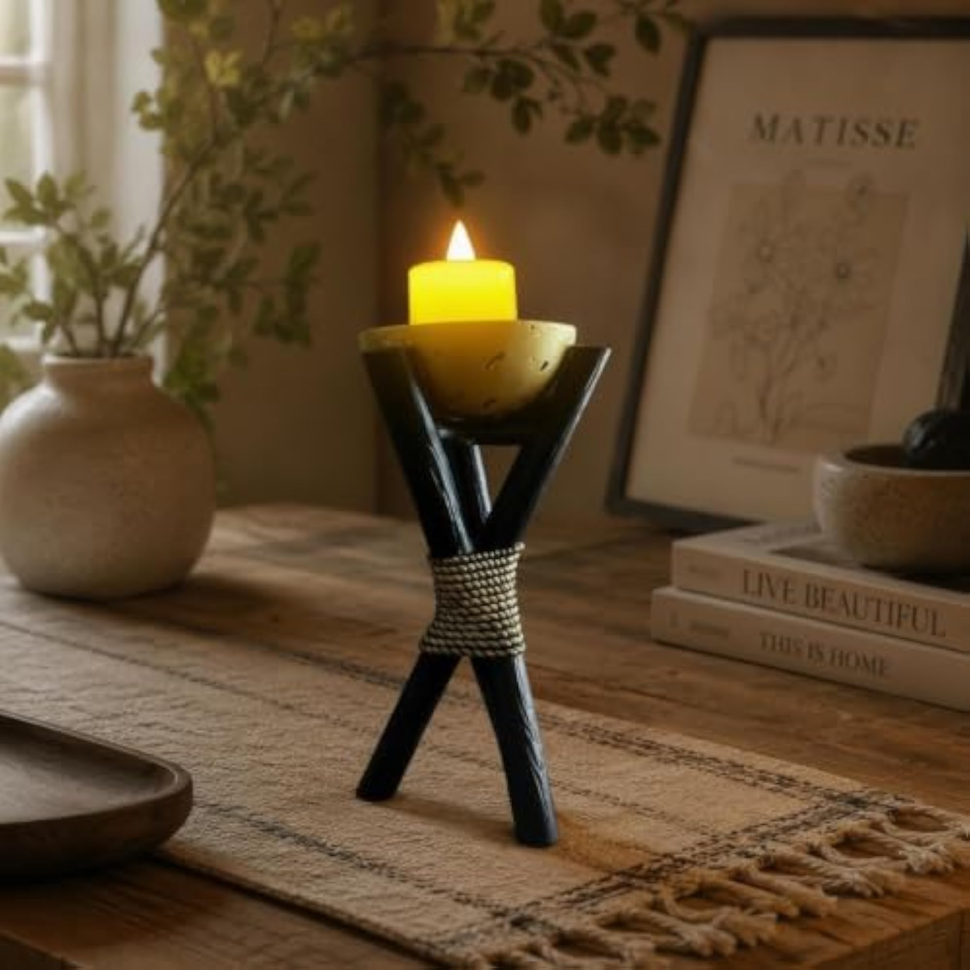 Decorative Tabletop Candle Holder with Electronic Candle