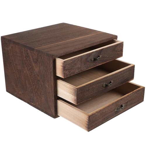 GRIRIW Rustic Desk Organizer with Vintage Storage Box for Home Office Multifunctional Tabletop Storage and Stylish