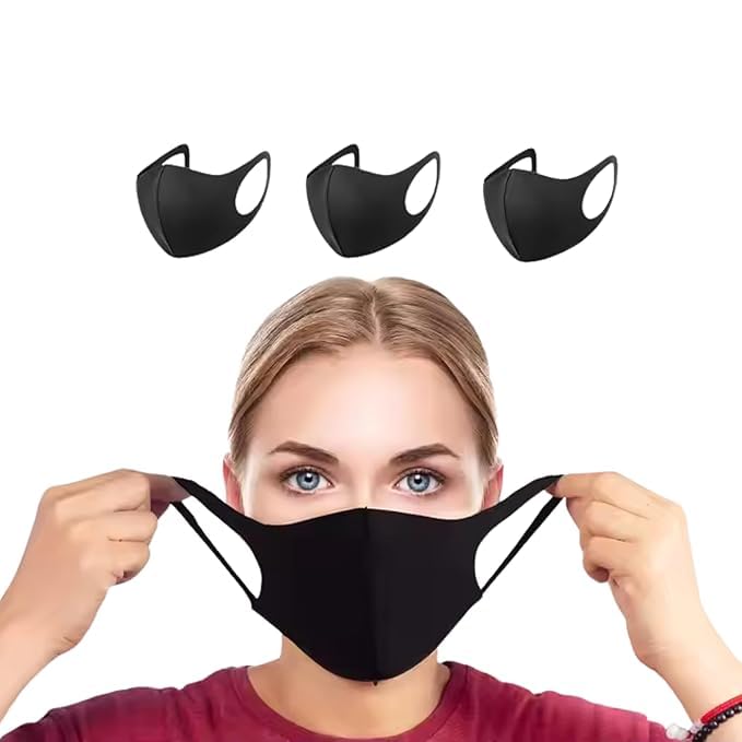 Image of Tomorrow Fashion Face Mask - Reusable Soft, Breathable & Washable Black Mask for Men & Women | Daily Use, Travel, Outdoor Activities | Stretchable Rider Mask | Stylish & Comfortable Fit