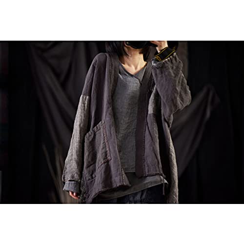 NFYM Vintage Grey Linen Trench Coat – One Size Loose Fit Cardigan - Image 6