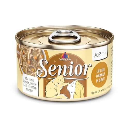 Weruva Cat Senior, Chicken Formula in Gravy, 3oz Can, Pack of 12