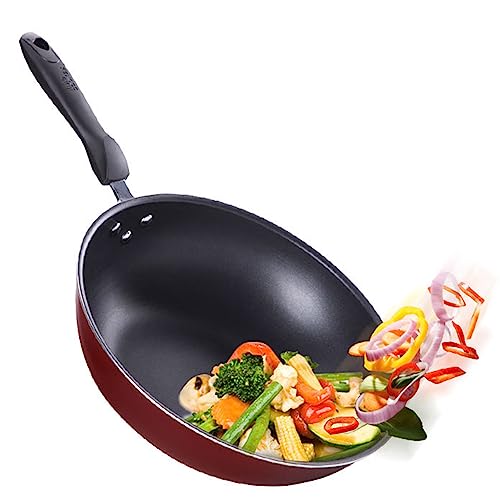 Wok de acero inoxidable con tapa, grande, acero al carbono