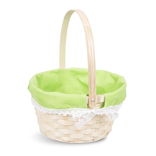 Easter Egg Hunt Gift Basket for Kids, Pink Wicker, Flower Crafts (Green)