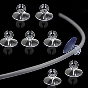 Sunbbingsp Acquario Ventose Clip, 50 Pezzi Ventose Acquario Trasparenti, Ventosa per Acquario per Tubo Flessibile della Linea Dellaria, Clip per Ventosa del Supporto del Tubo, PVC(Trasparente)