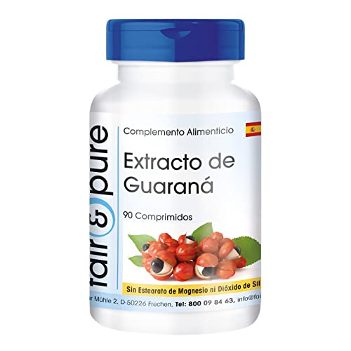 Fair & Pure® - Extracto de Guaraná Puro 300mg - Paullinia cupana - Vegano - Alta pureza - 90 Comprimidos