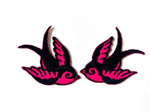 Tyga Thai Brand Set 2 pcs. Mini Cute Pink Black Little Bird Tattoo