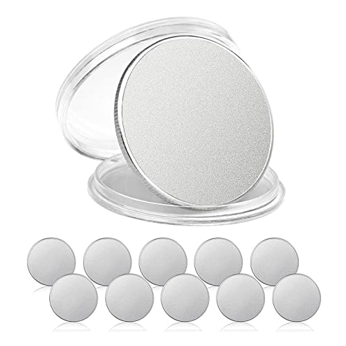 10 Pcs Blank Challenge Coin, Engraving Blanks Coins, Solid Brass/Zinc Alloy Silver Plated 40mm Diameter with Acrylic Protection Box Pattern for DIY Crafts Engraving