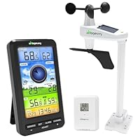 Urageuxy Wireless WiFi Weather Station Anemometer with Solar Wind Speed/Direction, and Indoor Outdoor Thermometer and Hygrometer