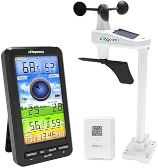 Urageuxy Wireless WiFi Weather Station Anemometer with Solar Wind Speed/Direction, and Indoor Outdoor Thermometer and Hygrometer
