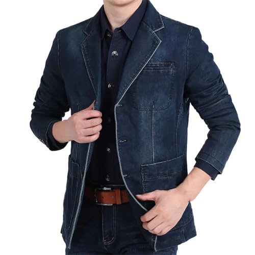 Men's Suit Western Denim Suit Business Casual Trend Fashionable Loose Solid Denim Suit Jacket4