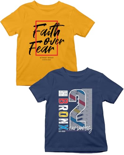 Image of XENOVAURBAN Kids Tshirts Combo | 2 Unisex Printed Round Neck Boys and Girls Kids T-Shirts - P