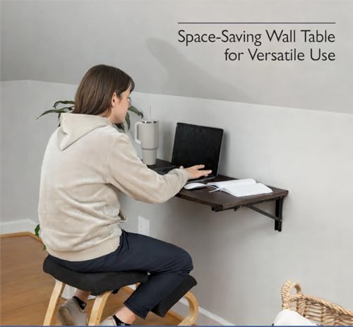 Image of Enigmatic Woodworks Wall Mounted Folding Study Table | Space Saving Foldable Laptop Desk for Home & Office | Engineered Wood Wall Mount Table (Wenge, 80 * 40cm)
