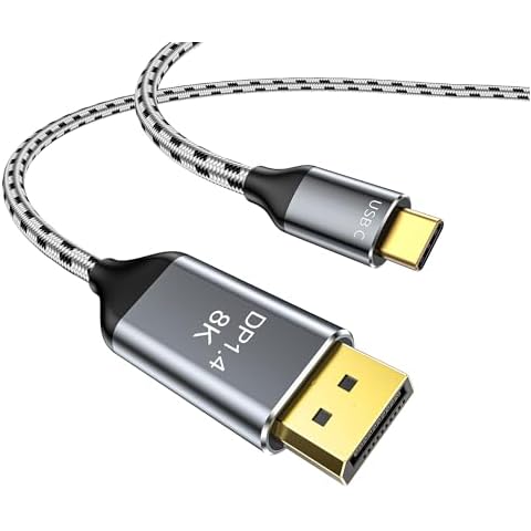 DGHUMEN 8K USB C to DisplayPort 1.4 Cable, 6Ft, Type C to DisplayPort Cable (8K@60Hz, 4K@165Hz/144Hz/120Hz), 32.4Gbps, USB-C to DP Cable Compatible for MacBook Pro/Air, iPad, XPS -Braided Cord Cover