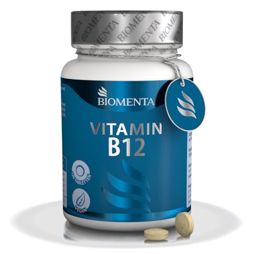 BIOMENTA Vitamin B12 Komplex – 120 vegane hochdosierte Lutschtabletten mit 500 µg B12-Vitamin aus Methylcobalamin + Vit. D + Biotin + Folsäure – Geschmack: Orange - Premiumqualität