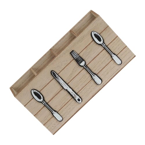 TOYANDONA Organizador de Cubertero de Madera para Cocina Soporte con Compartimentos para Cuchillos Cucharas y Tenedores Estantería Compacta para Menaje y Utensilios de Cocina