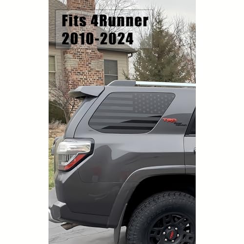 Image of Rear Flag Window Decal Fits Toyota 4Runner 5th Gen Accessories 2010-2017 2018 2019 2020 2021 2022 2023 2024, Precut Back Side Window Vinyl American Glass USA Sticker Exterior Accessories Matte Black