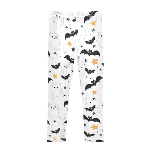 Cute Halloween Ghost Cat Bats Girls Leggings Soft Stretch Workout Yoga Dance Pants for Kids Casual Tights2