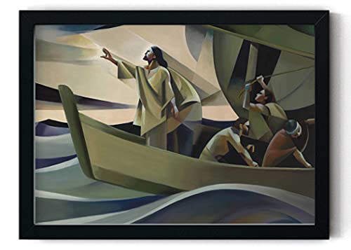 The Tempest - Peace, Be Still - Jorge Cocco | Jesus Painting | Jesus Calming the Storm Art | Peace Be Still Picture | Jesus Art | Jorge Cocco Art | Sunday School Supplies | Missionary Gifts (UNFRAMED) (5x7 Print - 5 Pack)
