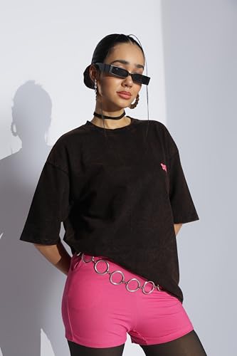 Image of DUIT Women's Let's Make Lots of Money Oversized Cotton Blend T-Shirt Black Color
