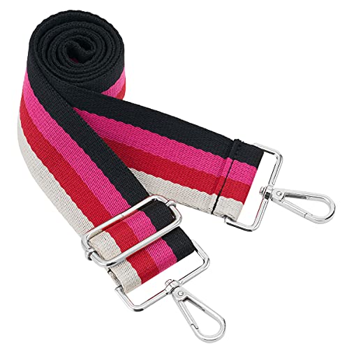 Image of Silvery Buckles Wide Shoulder Strap Adjustable Replacement Belt Crossbody Canvas Bag Handbag