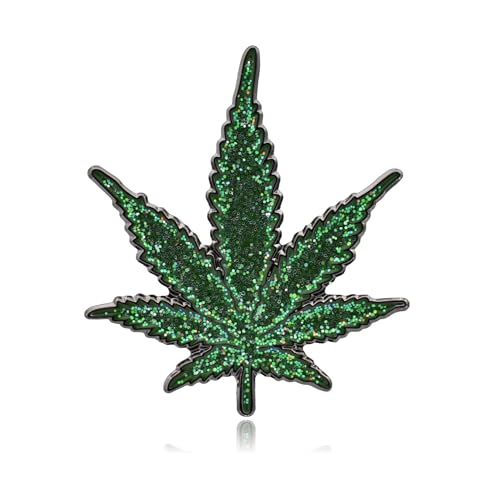 Image of Marijuana Weed Leaf Glitter Enamel Lapel Pin